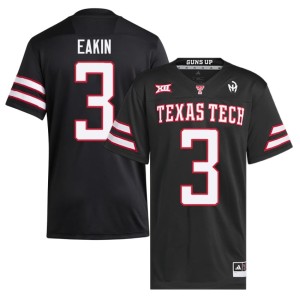 #3 Black College Football NCAA Coy Eakin Mens Red Raiders of Texas Tech Jerseys 831823-445