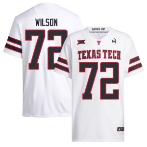 #72 Men College Football Texas Tech White Sheridan Wilson Player Jersey 240836-918