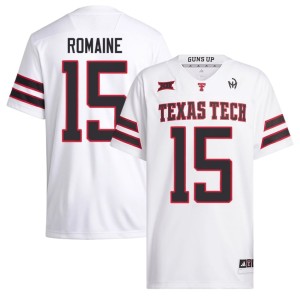 #15 Red Raiders Men Austin Romaine White Game College Football Jersey 187619-274