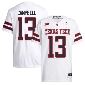 #13 Raiderland Chase Campbell Men White College Football Embroidery Jersey 160163-709