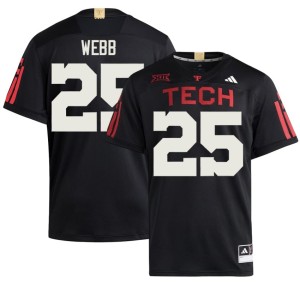 #25 Black 2026 Donovan Webb Mens Red Raiders College Football Jersey 286057-805