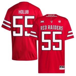 #55 Texas Tech Raiders Embroidery Mens Red College Football E.J. Holub Jerseys 185966-932