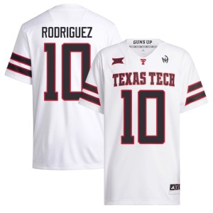 #10 Texas Tech Raiders Men Jacob Rodriguez White College Football NCAA Jersey 345937-206