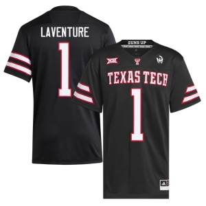 #1 College Football Black Men 2026-27 Julien Laventure Texas Tech Red Raiders Jersey 583847-648