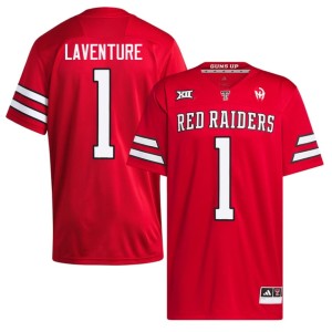 #1 The Red Raiders Men's Red College Football Julien Laventure Embroidery Jersey 703860-142