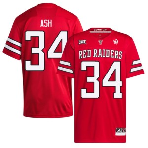 #34 Mens TTU Red Raiders Kaegan Ash College Football Red Official Jerseys 818443-802