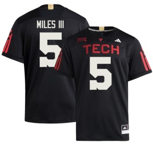 #5 Black Oliver Miles III The Red Raiders College Football Men Game Jersey 384393-734