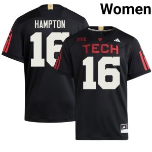#16 Women TTU Red Raiders 2026 College Football Black Ashton Hampton Jersey 605463-780