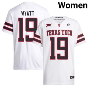 #19 College Football Women Cam Wyatt NCAA White Texas Tech Jersey 231306-512
