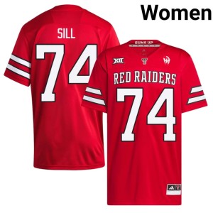 #74 College Football Red Womens Daniel Sill Stitched Texas Tech Jersey 357655-952