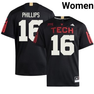 #16 Black College Football Texas Tech Red Raiders Womens Limited Holden Phillips Jerseys 695999-806
