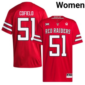 #51 Jayden Cofield Limited Raiderland Red College Football Womens Jersey 199469-951