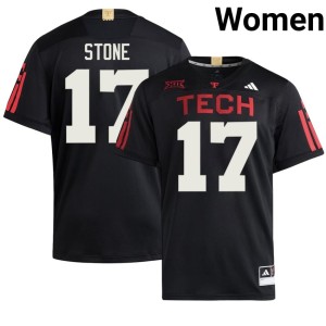 #17 College Football Leyton Stone Embroidery Womens Black The Red Raiders Jersey 198383-329