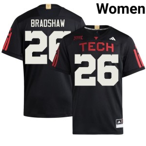 #26 Stitched The Red Raiders Black Aaron Bradshaw College Football Women's Jersey 632070-273