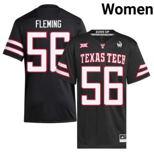#56 Amarie Fleming College Football Red Raiders Women Game Black Jersey 478954-534