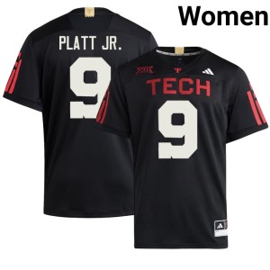 #9 College Football Black Texas Tech Corey Platt Jr. Replica Womens Jerseys 696084-645