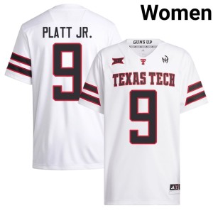 #9 Official White College Football Womens Texas Tech University Corey Platt Jr. Jerseys 407131-346