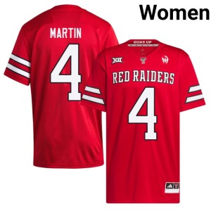 #4 Davin Martin Women's 2026 Red College Football Raiders Jerseys 919516-385
