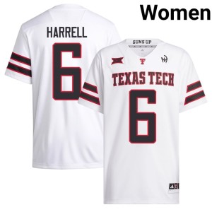 #6 Women College Football Red Raiders of Texas Tech Alumni Graham Harrell White Jerseys 671252-771