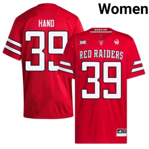 #39 Jacob Hand NCAA TTU Red College Football Womens Jerseys 633293-151