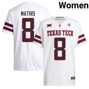 #8 College Football White Texas Tech University Game Jamond Mathis Women's Jerseys 119612-512