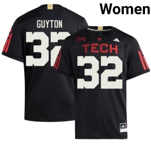 #32 Replica Black Red Raiders College Football Women LaDamion Guyton Jerseys 974147-898