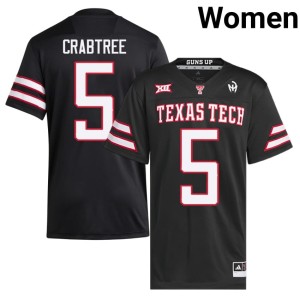 #5 The Red Raiders College Football Michael Crabtree Womens Black Player Jersey 827638-889
