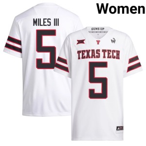#5 Game Texas Tech Oliver Miles III White Womens College Football Jerseys 491382-232