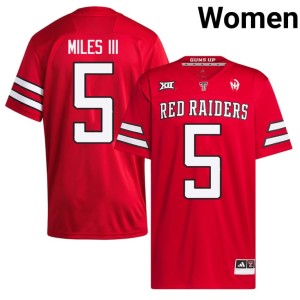 #5 Oliver Miles III The Red Raiders Red Replica College Football Women's Jersey 917807-485