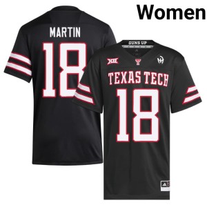 #18 Embroidery TTU Red Raiders Black College Football S'Vioarean Martin Womens Jersey 378481-777