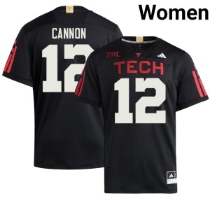 #12 College Football Embroidery Womens Texas Tech Black Stephen Cannon Jerseys 487470-691