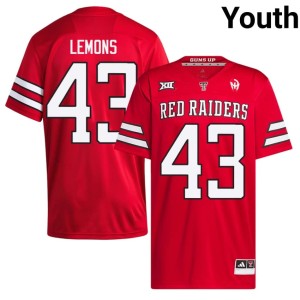 #43 Red Youth High School Chris Lemons College Football Texas Tech Red Raiders Jersey 105030-147