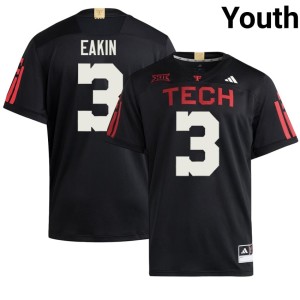 #3 Black College Football Coy Eakin Youth Stitched The Red Raiders Jersey 721678-757