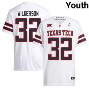 #32 Red Raiders White Sawyer Wilkerson Youth Replica College Football Jerseys 840571-571