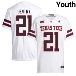 #21 Red Raiders of Texas Tech College Football White Tristian Gentry Youth Limited Jerseys 459250-774