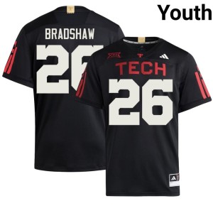 #26 College Football TTU Black Youth Aaron Bradshaw Embroidery Jerseys 494536-262