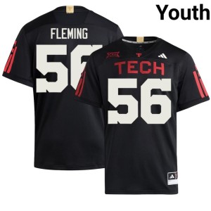 #56 Player Amarie Fleming Youth College Football Black TTU Jersey 947999-124