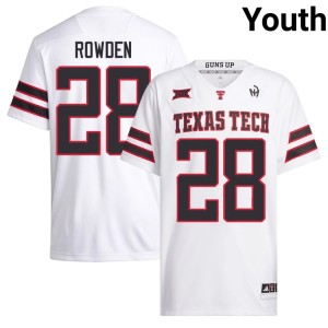#28 Youth College Football Official Ashton Rowden TTU Red Raiders White Jersey 332928-639