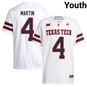 #4 Davin Martin College Football High School White Texas Tech Red Raiders Youth Jerseys 640665-463