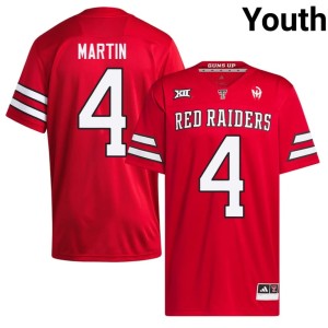 #4 Stitched Davin Martin College Football TTU Red Youth Jerseys 424312-176