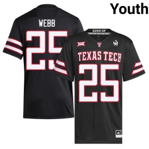 #25 College Football Youth Red Raiders of Texas Tech Donovan Webb NCAA Black Jerseys 854620-835