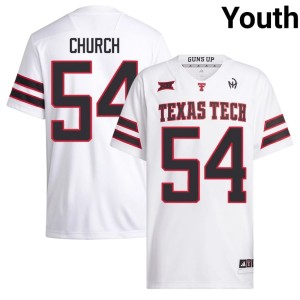 #54 TTU Red Raiders Jordan Church Youth College Football White High School Jerseys 275984-174