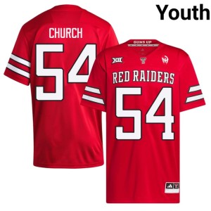 #54 Replica Red College Football Tech Jordan Church Youth Jerseys 296705-304