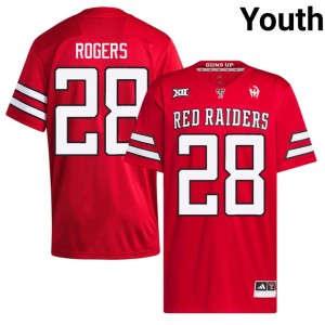 #28 Jordan Rogers College Football Youth Red Texas Tech Red Raiders Embroidery Jerseys 745921-441