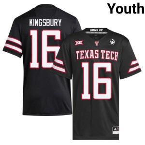 #16 College Football Kliff Kingsbury TTU Official Black Youth Jerseys 915428-394