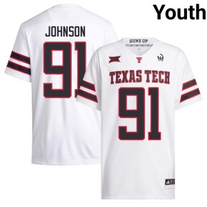#91 White Youth Player College Football Krush Johnson Texas Tech University Jersey 381754-572