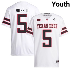 #5 College Football White Oliver Miles III TTU Youth NCAA Jerseys 861416-136