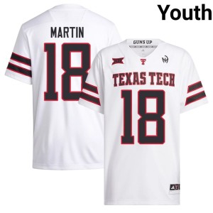 #18 White Stitched S'Vioarean Martin College Football Youth Red Raiders of Texas Tech Jersey 353681-704