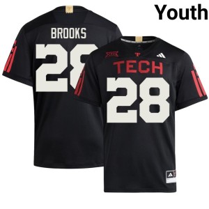 #28 College Football Embroidery Tahj Brooks Black Youth The Red Raiders Jersey 979551-412