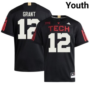 #12 University Black Tarrion Grant Texas Tech College Football Youth Jersey 259244-523